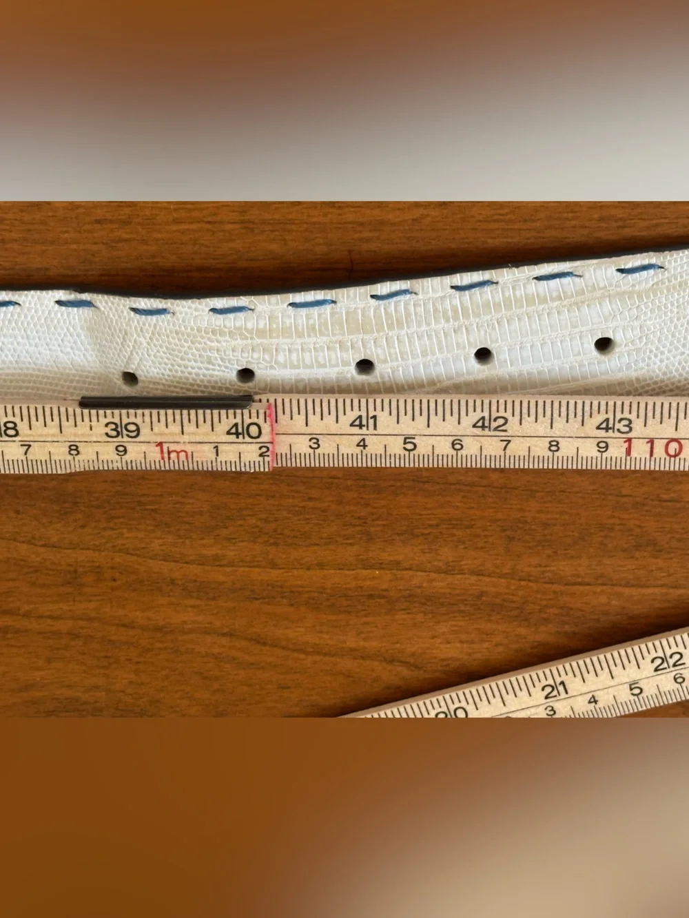 Francis Edward Genuine Lizard Belt Size 40 White Blue Solid Brass Made USA
